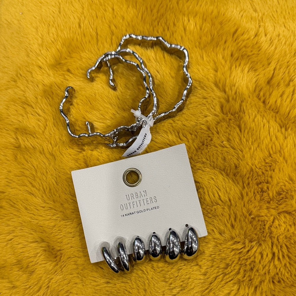 Urban Outfitters Silver earrings and cuff bundle